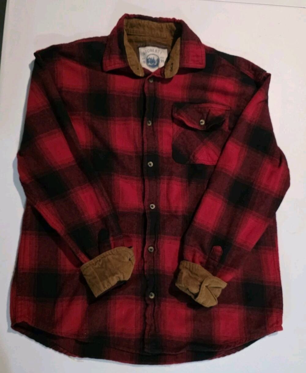 Gioberti Flannel Shirt Mens L Red Buffalo Plaid Button Up Long Sleeve